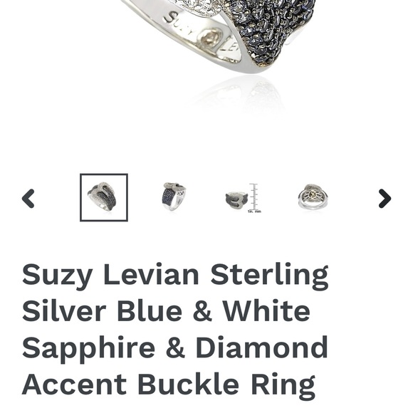 Suzy Levian 18K / Sterling Silver 2.02 CWTw Saphire Buckle Ring w Diamond accent - Picture 12 of 13